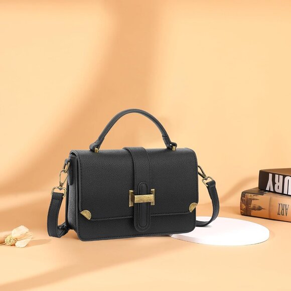 Women's B-black Leather Satchel Small Classy Crossbody Bag Purse Fashion Handbag - Picture 7 of 7